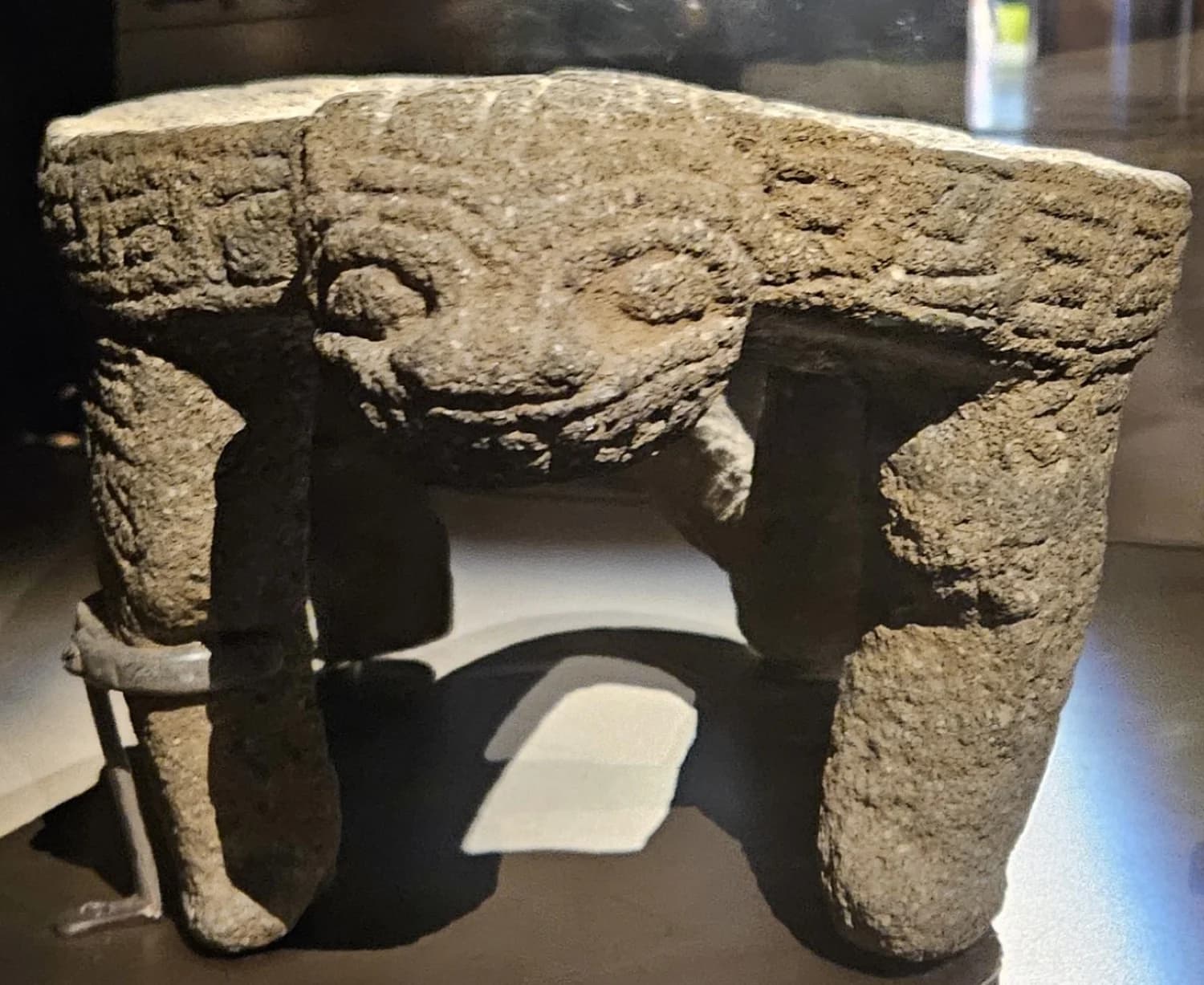 Chiles secos extendidos sobre la piedra del metate