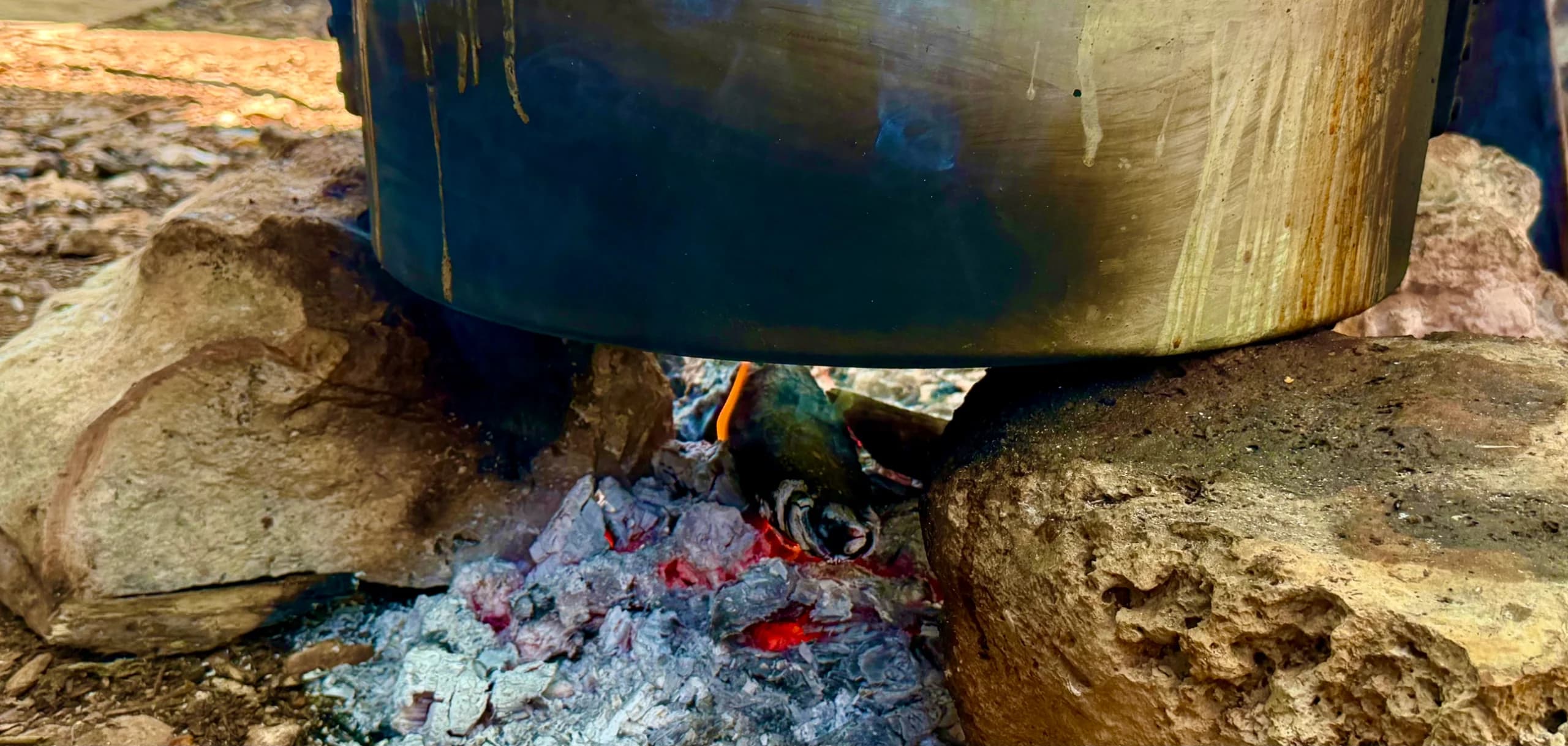 Pots of food being prepared